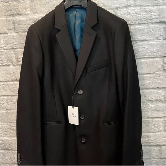 NWT PS Paul Smith Mens SB Overcoat Black Wool Cashmere Sz XXL - Picture 2 of 10